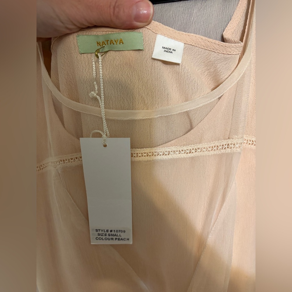 Daisy Buchanan Nataya brand floaty dress sleeves garden party pale peach x-small - Picture 7 of 7